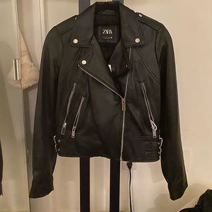 Black Zara leather jacket